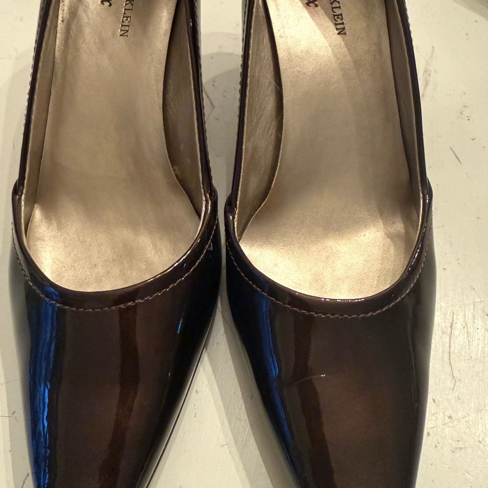 Anne Klein Shiny Dark Brown Heels